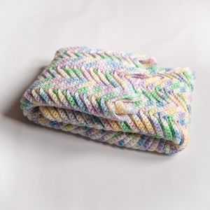 Soft Knit Rainbow Pastel Chevron Afghan Baby Lap Blanket Throw